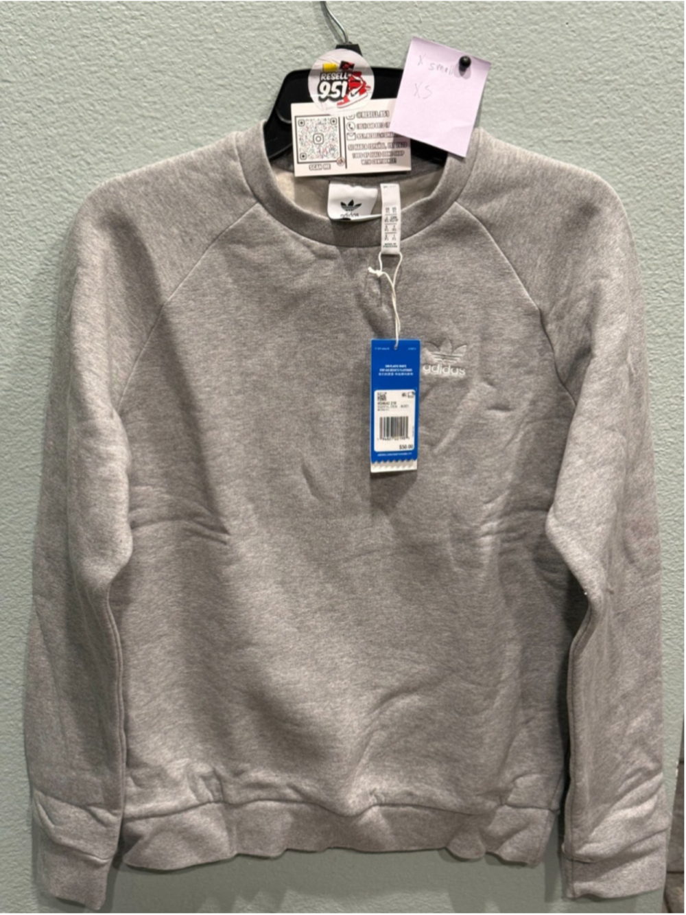 Adidas Originals Essential Crewneck Sweatshirt H34642 Grey XS Size